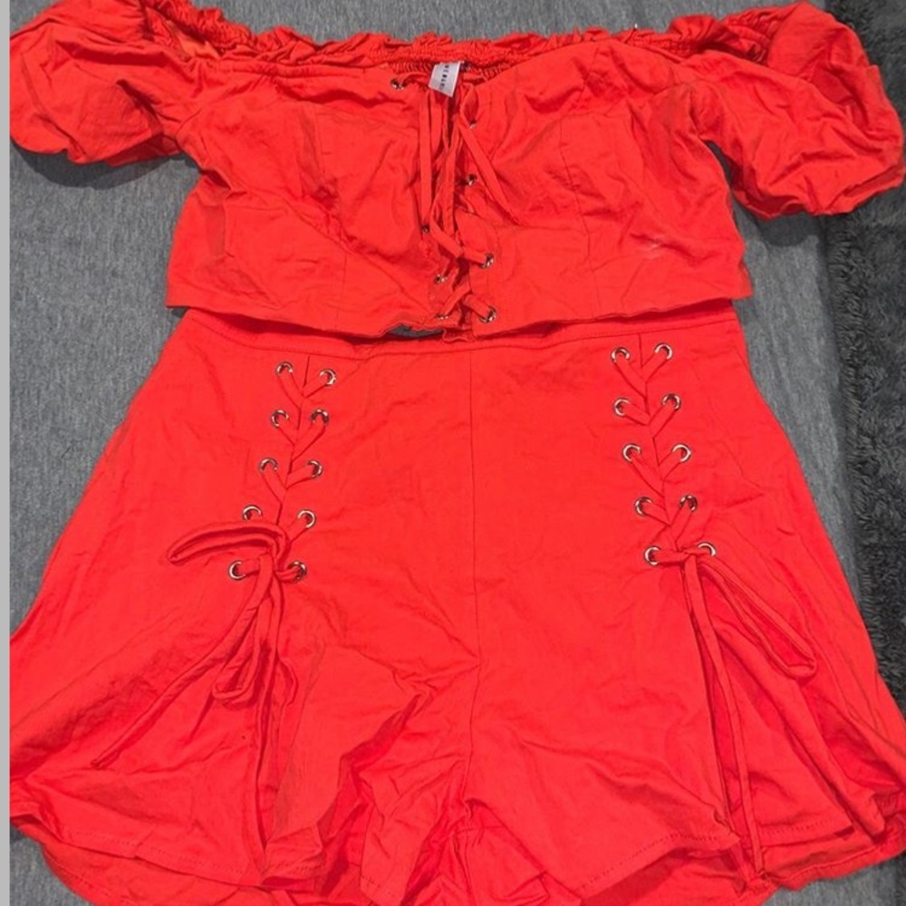 adorable red two piece set